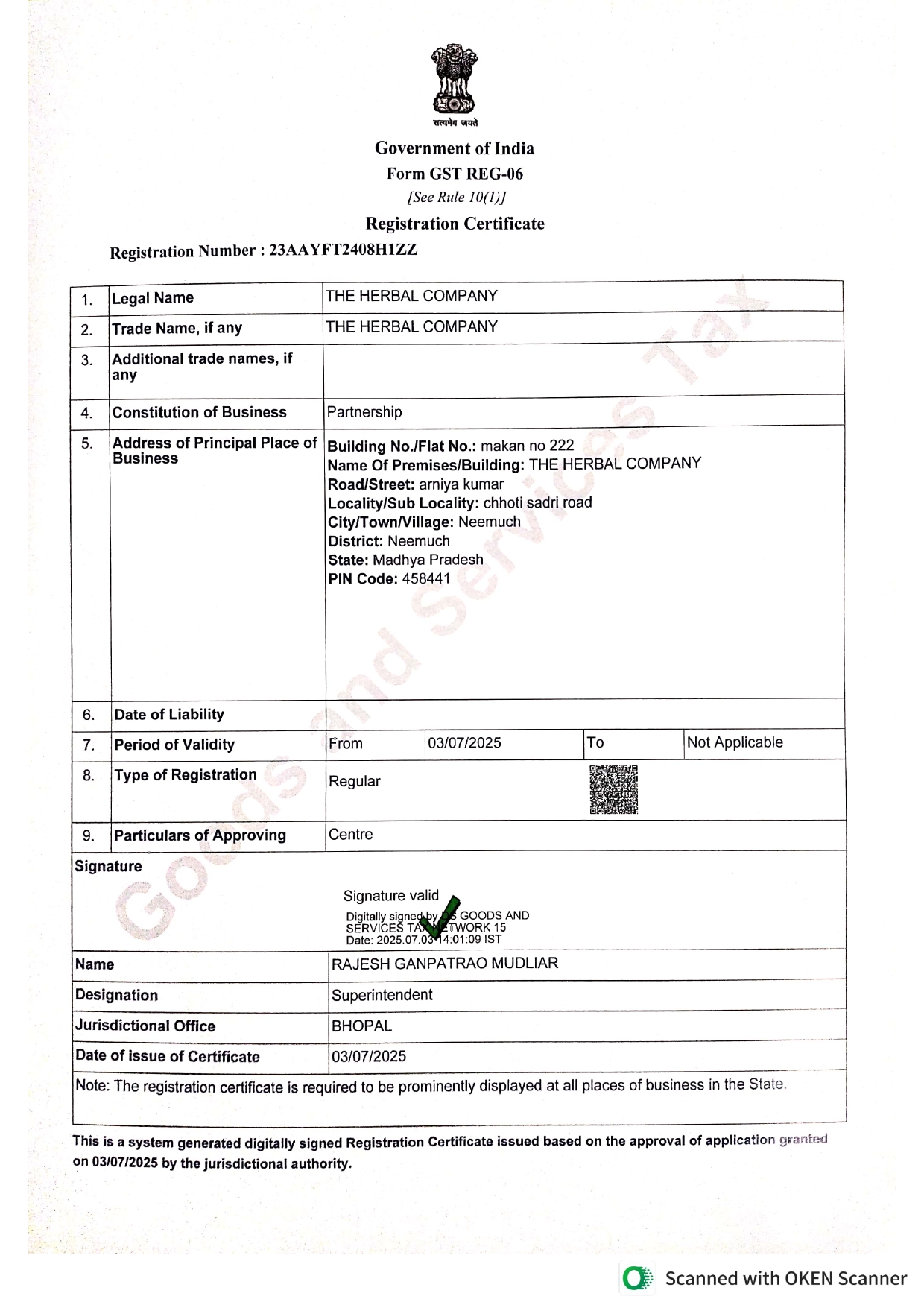 GST Certificate